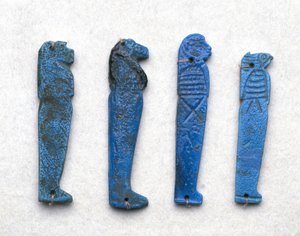 Amulet of a Son of Horus, græsk-romersk periode, 332 BC-395 AD (blå fajance) af School Egyptian