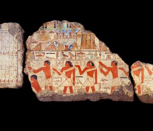 Antikkens Egypten Kunst: Malerier af Metchetchis mastaba: ritualistiske præster vægmaleri, 6. dynasti (ca. 2350-2200). af School Egyptian