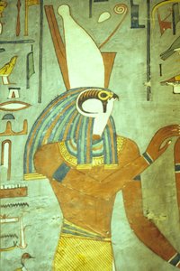 Det gamle Egypten, maleri, Horus, falkehovedet gud, kongernes gud, Ramses I