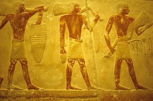 Det gamle Egypten, Vægudskæring/maleri, Mastaba/Tomb of Idout, Saqqara, 2323-2150 f.Kr., Bærere med offergaver (foto) af School Egyptian