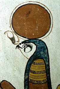 Det gamle Egypten, Vægmaleri, Horus, solgud, solsymbol, Sennedjems grav, Theben, Deir el Medina af School Egyptian