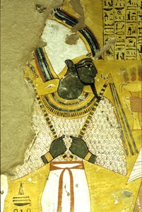 Det gamle Egypten, Vægmaleri Inherkhau-graven, Theben, Adelens grav, 20. dynasti, Osiris, Gud for livet efter døden (foto) af School Egyptian