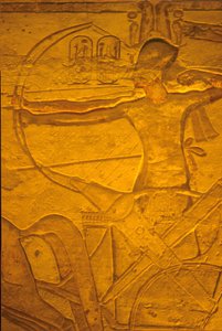 Det gamle Egypten, vægmaleri/skulptur, Ramses II i sin vogn ved slaget ved Kadesh, Ramses II