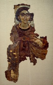 Koptisk kunst: ligklæde af kvinde kaldet dame med korset ansee. Maleri på lærred (4. århundrede e.Kr.) Antinoe. af School Egyptian