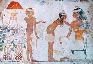 Egyptisk gravmaleri, der forestiller festivalforberedelser af School Egyptian