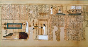Egyptisk antikvitet: fragment af de dødes bog, papyrus fra Nebqed. Detalje, der repræsenterer vægten af sjæle. 18. dynasti. 1400-1350 f.Kr. Paris, Louvre-museet af School Egyptian