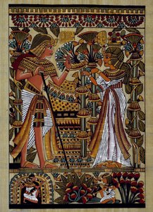 Ægyptiske oldsager: ofring til farao. Papyrus, New Empire af School Egyptian