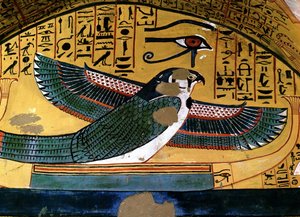 Luxor - Theben: venstre bred af Nilen. Deir el Medineh: håndværkernes nekropolis. Sennedjems grav. 18. dynasti. repræsentation af guden Horus. af School Egyptian
