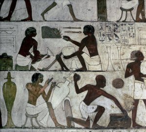 Luxor Theben: Adelens nekropol, Rekhmires grav, håndværkere. af School Egyptian