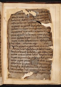 En side med Beowulf fra folioer, nogle gange kaldet 