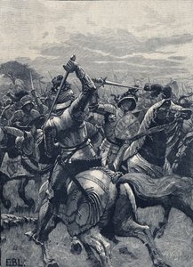 Slaget ved Bosworth Field, 22. august 1485, Wars of the Roses (litho) af School English