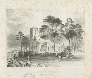 Biddulph (gamle) kirke: litografi og [?1800-tallet] (tryk) af School English