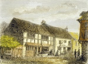 Fødested for William Shakespeare (farvegravering) af School English