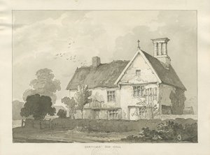 Chatcull Old Hall: pen og vask tegning af School English