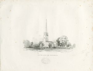 Clifton Campville Church: litografi af School English