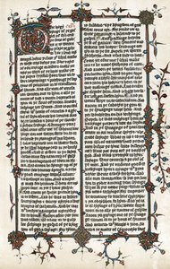 Kopi af en side fra Markusevangeliet, Wycliffes oversættelse af Bibelen til engelsk i ca. 1400 (print) af School English