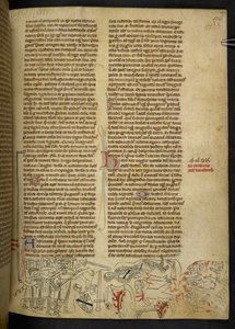 Cott Nero D II f.177 Slaget ved Evesham og Simon de Montforts død (1208-65) 4. august 1265, fra 