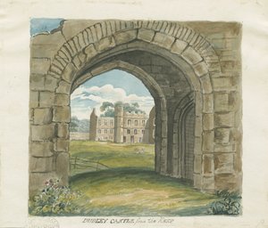 Dudley Castle - The Keep: akvareltegning, nd [?1800-tallet] (maleri) af School English