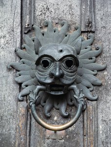 Durham Cathedral Sanctuary Knocker, kopi af original bronze fra det 12. århundrede (foto) af School English