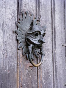 Durham Cathedral Sanctuary Knocker, kopi af original bronze fra det 12. århundrede (foto) af School English