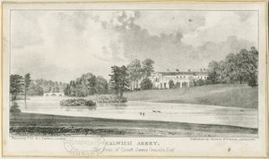 Ellastone - Calwich Abbey: litografi, nd [c.1839] (tryk) af School English