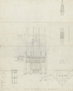 Interiør af Lichfield Cathedral - Reredos to Altar: pentegning, nd [c 1780] (tegning) af School English