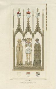 Interiør af Okeover Church - Monument til Humphrey Oker: gravering, nd [c 1846] (tryk) af School English