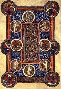 Lansdowne 420 fol.12v Salme I med beboet initial 