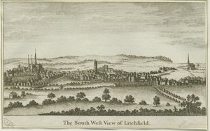 Lichfield - South West View: kobberpladegravering, nd [sent 18. århundrede] (tryk) af School English
