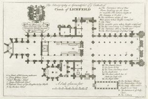 Lichfield Cathedral - Grundplan: gravering og [begyndelsen af det 18. århundrede] (tryk) af School English