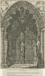 Lichfield Cathedral - West Doorway: radering, august 1782 (tryk) af School English