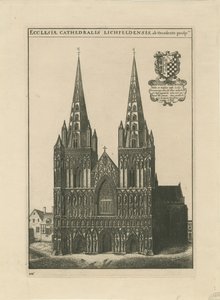 Lichfield Cathedral - West Front: gravering, og [?slut 17. århundrede] (tryk) af School English
