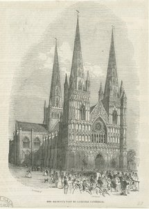 Lichfield Cathedral - West Front: træsnitsgravering, nd [1843] (tryk) af School English
