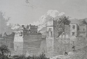Palace of Rani Bhim og Pudamundi i Cheetor (Cheetor, Udaipur State) (gravering) af School English