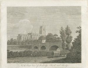 Penkridge Town - Church and Bridge: gravering, nd [slut 18. århundrede] (tryk) af School English