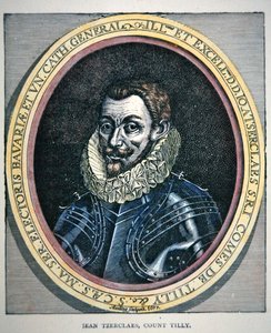 Portræt af Johann Tserclaes (farve litho) af School English