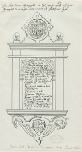 Rugeley Church (gammel) - Monument til Rafe Weston: pen- og blæktegning af School English