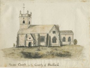 Shenstone Church: vandfarvemaleri, nd [1769] (maleri) af School English