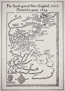 Den sydlige del af New England, som den er plantet i år 1634 (litho) af School English