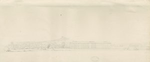 Stafford - View of Town: blyantstegning, nd [?1800-tallet] (tegning) af School English