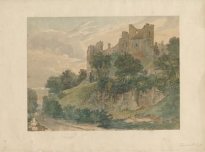 Tamworth Castle: akvareltegning, nd [?1800-tallet] (maleri) af School English