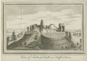 Tutbury Castle - East View: gravering, nd [1731] (tryk) af School English