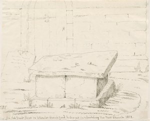 Uttoxeter Church - Old Tomb Stone: pen- og blæktegning, nd [midten af 1800-tallet] (tegning) af School English