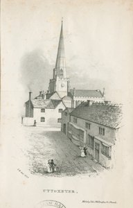 Uttoxeter kirke - litografi af School English