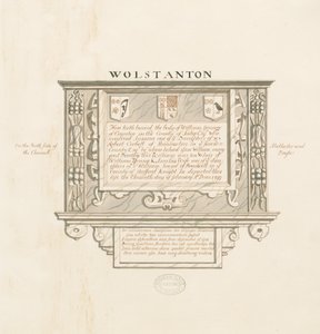 Wolstanton Church - Murmonument til William Yonge af Caynton: pen og vask tegning, nd [?19. århundrede] (tegning) af School English