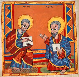 Eller. 481, f.125v Billede af St. Lukas og St. Johannes evangelisterne, fra 