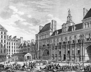 Angreb af fælleshuset (rådhuset) den 29. juli 1794 i Paris af konventets tropper. Paris, biblioteket for Institut for Revolutionshistorie af School French