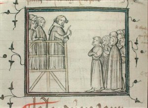 Charles V (1338-80) den vise prædiken i Les Halles, Paris, i 1364 af School French