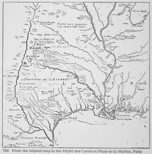 Colonial America: Kort over Louisiana, New France (litho) af School French
