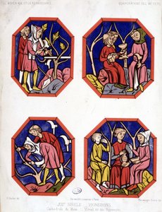 Corporation des vignerons - farvet glas fra vinproducenterne fra Cathedrale du Mans af School French